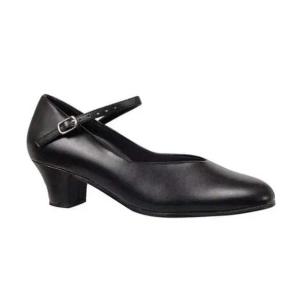 New Black Comfort Character Teens 4 Dance Class Buckle Shoes Dance Salsa Ballrom - Picture 1 of 7